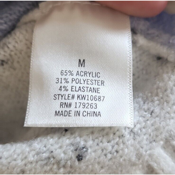 Studio 19 turtleneck long sleeve color block gray white blue sweater, size m - Picture 5 of 5